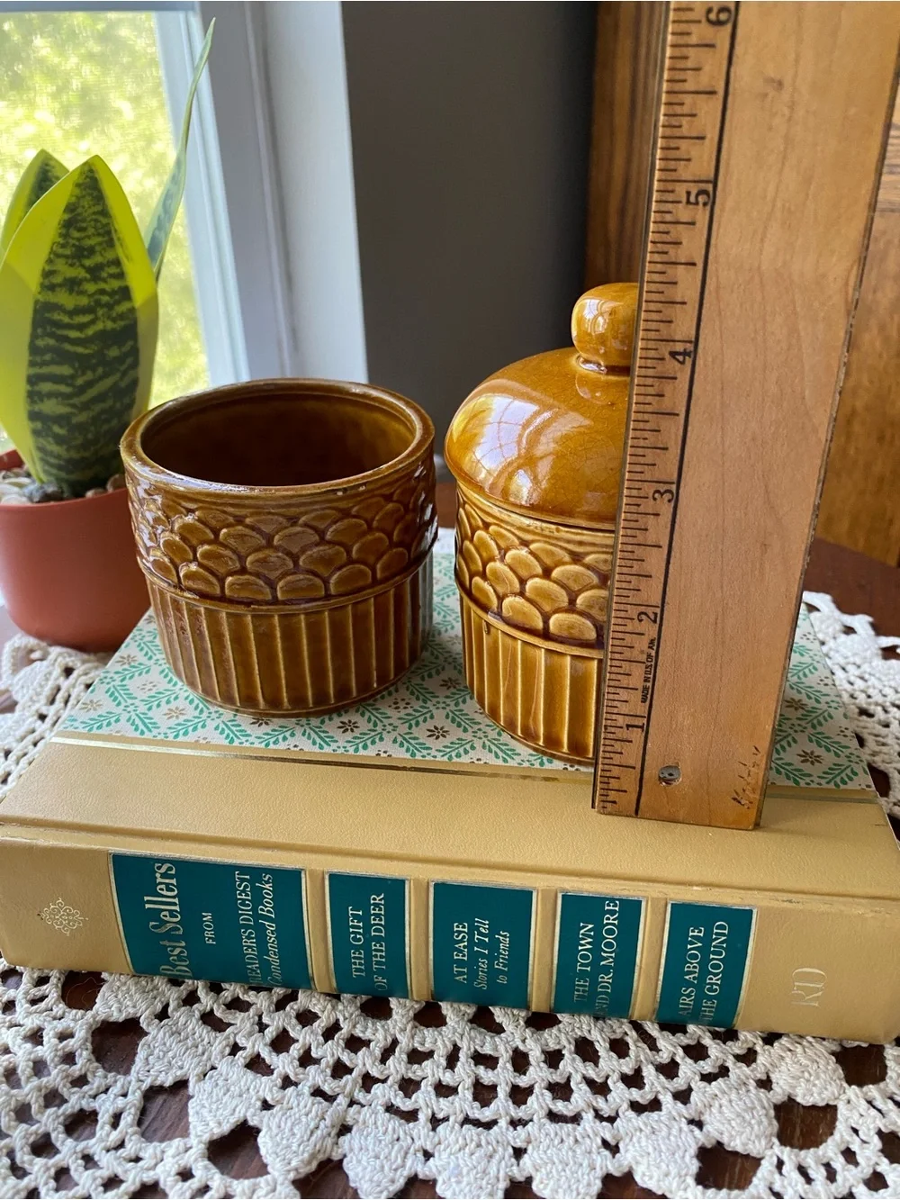 Vintage Japan Brown Glazed Ceramic Sugar Set